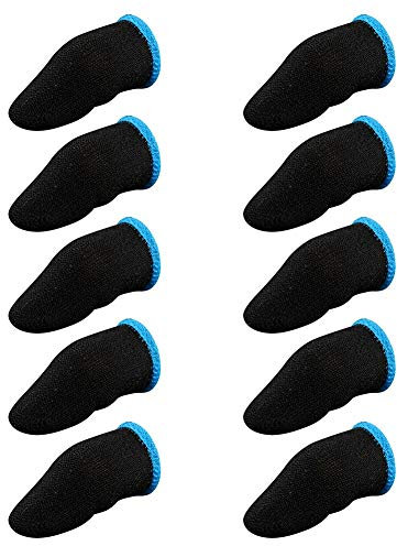 Mobile Game Finger Sleeves, Pack of 10 Finger Sleeves for Gaming, Antisweat Thumb Sleeves for Mobile Gaming, Breathable Pro Gaming Finger Gloves, Weightless Magnetic Touch Screen Finger Sleeves Black