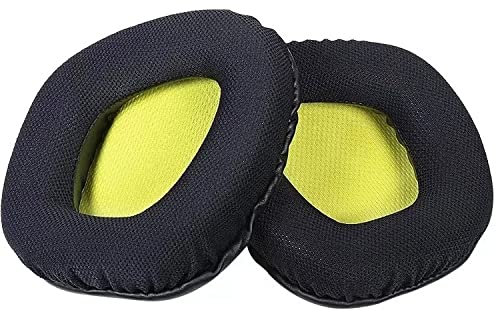 Replacement Memory Foam & Mesh Fabric Earpads Ear Pads Cushions Cover Repair Parts Compatible with Corsair Void PRO RGB SE Wireless Gaming Headset (Black+Yellow)