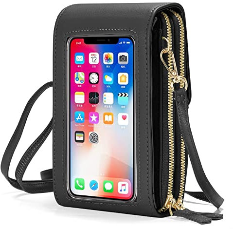 ANYWN Klein Handy Umhängetasche- handytasche mit geldbörse zum umhängen, PU Leder Crossbody Schultertasche Reisepass Handytasche mit Kartenschlitz Verstellbar Abnehmbar Schultergurt