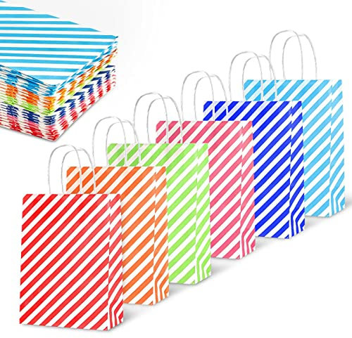 24 Stück Bunte Papiertüten mit Henkel,Geschenktüten Kleine,Mitgebseltüten für Mitgebsel Kindergeburtstag,Hochzeit Gastgeschenke, Festivalfeier,Party,Weihnachten,Halloween,Geburtstag
