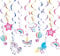 WERNNSAI Einhorn Hängende Wirbel - 21 Stück Einhorn Party Dekorationen Unicorn Spiral Girlande für Mädchen Zubehör für Geburtstagsfeiern Einhorn Themen Party Deko Hängender Streamer