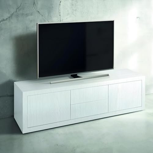MAR.C.A DESIGN TV-Schrank für Wohnzimmer, moderne Fichte, gebürstet, Höhe 50 cm, mit 4 Fächern, 170 x 45 cm