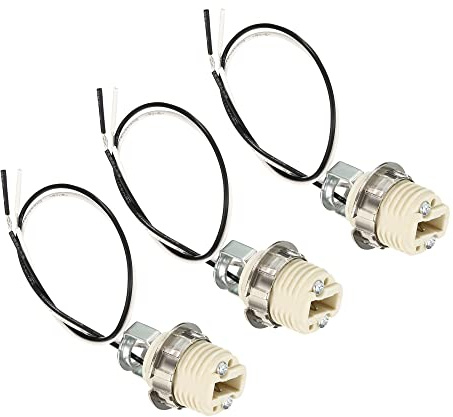 PATIKIL G9 Light Base Socket Kit, 3 Pack 10 Inch Long Wire Lead Ceramic Lamp Holder Base with Socket Ring Removal Tool, White