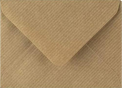 C6 Coloured Envelopes for A6 Greeting Cards Wedding Invitations & Crafts (114x162mm) Pack of 50 (Brown Ribbed)