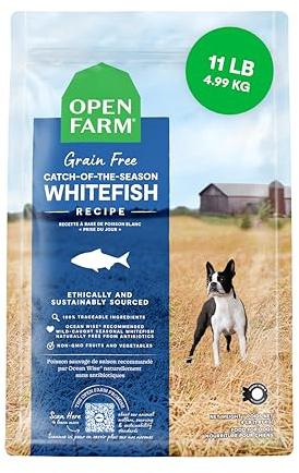 Open Farm, Grain-Free Dry Dog Food, Complete & Balanced Kibble, Sustainably & Ethically Sourced Ingredients, Non-GMO Veggies & Superfoods, Catch-of-The-Season Whitefish Recipe, 11lb Bag