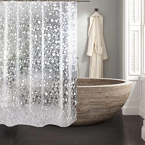 KOSHIFU Tenda per Doccia con Anelli 180 x 200 CM Impermeabile, per Vasca da Bagno, Trasparente EVA 3D Ciottoli Moderna Antimuffa Antivento Caldo