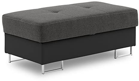 Hocker RIGATTO mit Kasten - polstermöbel. Fusshocker gepolstert für Sessel, Sofa, Couch, Sitzhocker mit Stauraum. Hocker fürs Wohnzimmer. Soft Öko-Leder Stoff. (LUX 06 + Soft 11)