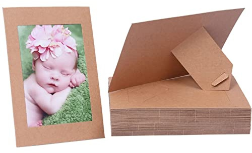 50 Pack Standing Paper Picture Frames 4x6,Cardboard Photo Frame with Easel,Paper Photo Frame Cards,Gallery Frames Bulk For Mother's Day Father's Day Graduation Birthday Wedding Classroom Craft DIY,Kraft