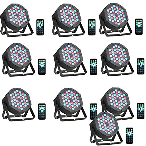 10 Pack 36 LED Par Light – RGB Bühnenbeleuchtung DJ Party Lichter mit Fernbedienung und DMX Controller – Par Led Fluter für Hochzeit Bar Party DJ Show