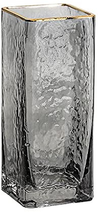 Vases Vase en Verre Rectangulaire Gris Transparent Vase Décoratif de Fleurs Artificielles ou de Plantes pour Banquet de Mariage à la Maison, Table à Manger Bureau Décoration Vase à Fleurs Décoratif