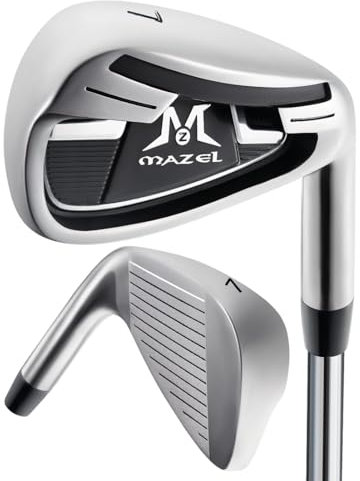 MAZEL WM-X3 Golf Single Iron Club 1,2,3, 4,5,6,7,8,9, P, S,Premium Stainless Steel Shaft, CNC Milled Face for More Spin (Silver, Single 7 Iron)