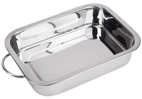 RB RENBERG - vassoio del forno rettangolare - fatto in acciaio inossidabile - massimo antidolorifico - dimensione 28x20x6cm - ideale per le lasagne CAG