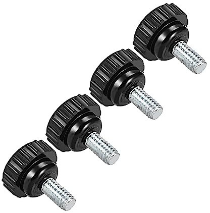 CoCud Moleté Serrage Boutons, M6 x 10mm Mâle Filetage 21mm Tête, Thermoset Plastique Pouce Vis Poignée Boulons Boutons Noir - (Applications: pour Tour Machines), 4-Pièces