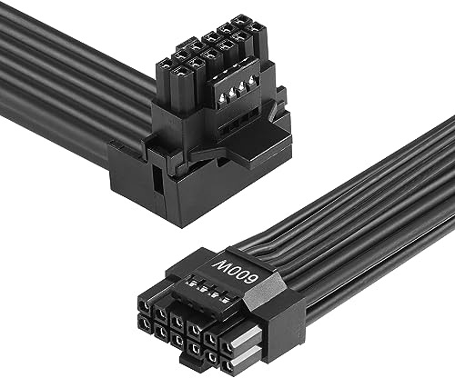 CERRXIAN 2.3FT ATX3.0 12VHPWR 90 Degree Power Cable,PCI-e 5.0 12VHPWR ATX3.0 600W 16 Pin Down Angled Male to Male High Current Power Cable,for Nvidia 4000 series and RTX 3000 FE GPU (Type B)