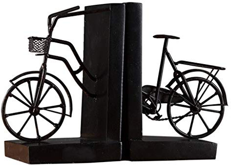 NOALED Fahrrad-Buchstützen aus Eisen, Robustes Buchstützen-Set, Bücherregalhalter, dekorativer Buchstopper, unterstützt für Bücher/Filme/CDs/Videospiele