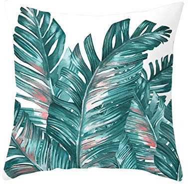 CEVAN Leinen Kissenbezüge Jugendzimmer Kissenbezug Dekokissen Weiß Grün Kissenbezügen Kissenbezug Polyester Grasblätter Kissenbezüge Sofa Dekor 40x40 cm