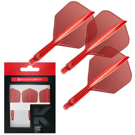 Target Darts K Flex Integrated Dart Flights and Shafts, Nr.6 Rot (Short) | 3er Pack K-Flex - No6, Kflex All In One Moulded Dart Flight & Stem | Professionelles Dart Zubehör