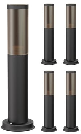 ledscom.de 5 Stück Wegelicht/Pollerleuchte/Gartenleuchte PORU für außen, Rauchoptik, IP44, 40 cm, schwarz, 1x E27 max. 40W