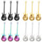 BEWOS 12 pièces Cuillères à Café multicolores, 12cm Acier inoxydable Guitare Petite Cuillère, Cuillères à Dessert, Cuillère à Glace - poli miroir, lavable au lave-vaisselle