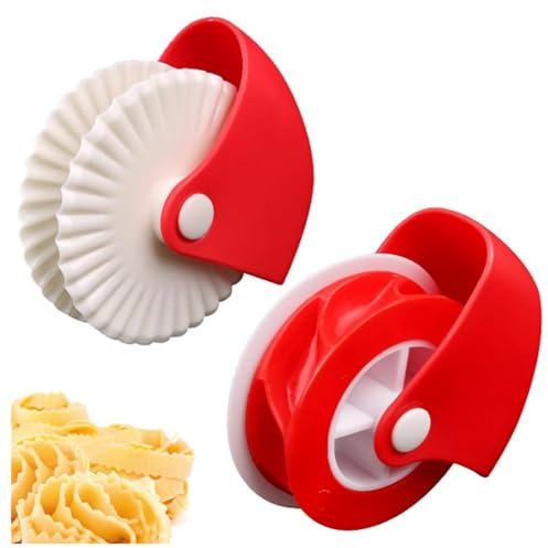 KOMUNJ Pack of 2 Pastry Cutter Edge Decorator, Dough Wheel Cutting Wheel, Decorator Cutter, Pizza Pastry Grid Cutter Pastry Cake Decoration Cutter Plastic Wheel Roll