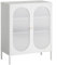HOMSTEEL Buffet Sideboard Cabinet, Metal Storage Cabinet with Hazy PC Board Doors, Two Color Handles, Liquor Cabinet with Adjustable Shelves for Kitchen, Dining Room, Living Room, White