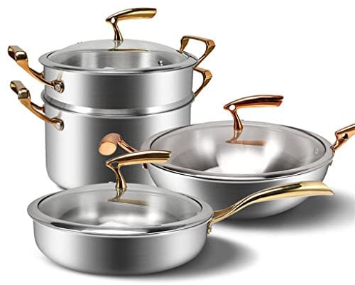 ANSNOW Cookware Set - Soup Pot, Frying Pan, Steamer, Double Boilers, Non-Stick Saucepan