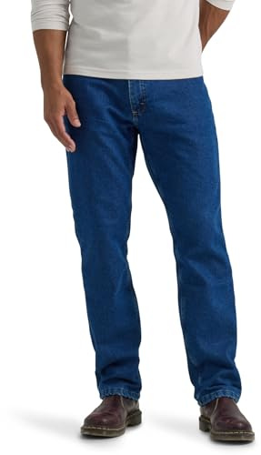 Lee Men's Legendary Relaxed Straight Jean, Blue Matter-Gray Fleece-Lined, 30W x 30L