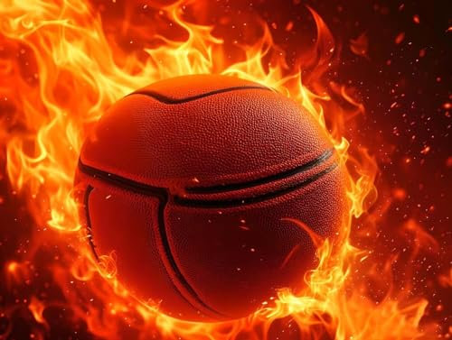 Malen nach Zahlen Erwachsene Flame Basketball -DIY Handgemalt Ölgemälde Kit für Kinder, Mit 3-Pinseln und Acrylfarbe Handgemalt öLgemäLde Kit Als Geschenk für Heimdekoration, 120x90cm (Rahmenlos) B169