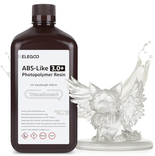 ELEGOO ABS-Like Resin 3.0 Plus, 3D Drucker Resin 405nm Rapid UV-härtendes Photopolymer Harz, Hohe Präzision für LCD 3D Drucker Transluzent 2kg