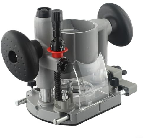 Alanmoship 65mm Plunge Router Base, Aluminium, Adjustable Trimmer, Tool-Free Depth Adjustment, Comfortable Handles, for DURABLE Die-Cast Aluminium Housing