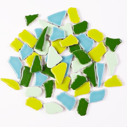 1 Pound Small Jigsaw Ceramic Mosaic Tiles for Crafts Bulk, Blend Color Mixed Sized Glazed Porcelain Ceramics Tiles for Adults & Children, DIY Hobbies Art Material,DIY, Art Projects (SE300)