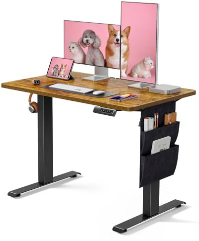 Marsail Elektrischer Stehpult, höhenverstellbar, Heimbüro, Gaming-Schreibtisch mit 4 Speichervoreinstellungen, Aufbewahrungstasche, Stehpult für Computer-Workstations, Kopfhörerhaken, Kabel-Organizer