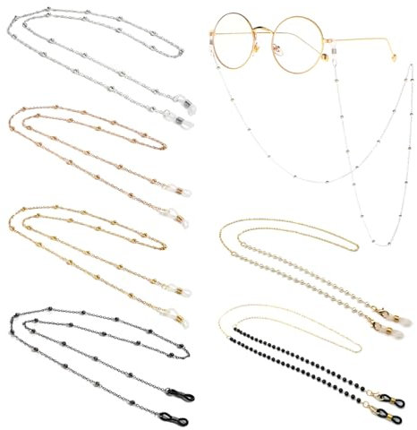 SYEYCW 6 Stück Brillenkette Damen, Brillenkette Perlen, Sonnenbrillen Kette, Anti-Verlust-Kette für Brillen, Unisex Brillenketten für Kurzsichtigkeit Brillen, Sonnenbrillen, Sportbrillen, Lesebrillen
