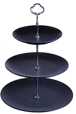 ABBNIA Portafrutta a 3 Ripiani in Ceramica per Torte, Porta Torta Nuziale, Porta Snack, portafrutta Girevole, Porta Dessert
