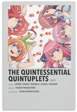 KPOKAHT Kunstdruck mit Anime-Motiv Girl The Quintessential Quintuplets, Wandkunst, Poster, Gemälde, Leinwand, Poster, Kunstwerke, Raum, ästhetisch, 50 x 75 cm