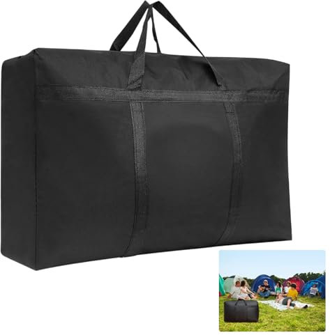 Super Groß Aufbewahrungstasche, 180L xford Aufbewahrungsbehälter Organisator, 600D Langlebige Tragetasche Camping Tasche für Bettwäsche Bettdecken Kleidung Kissen Reise Organisator(Schwarz)