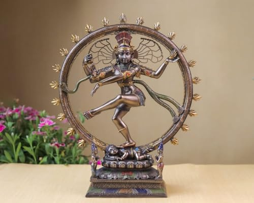 Mridaya Nataraja-Statue, 25,4 cm, gebondete Bronze, tanzende Shiva-Nataraja-Statue, Majestätische Shiva in Tanz-Pose, ideal für Heimdekoration, Lord Shiva im kosmischen Tanz, perfekt für Yoga-Studios