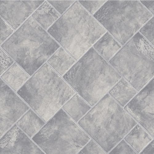 VINYL FLOORING UK 911M Sand Stone Grey Stone Effect Anti-Slip Vinyl Flooring For Kitchen, Bathroom, 2.3mm Thick Foam Backed Vinyl Sheet-1m(3'3) X 4m(13'1)-4m²