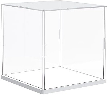 DuvinDD Acrylic Display Case for Lego Botanicals Bonsai 10281 - White Base 25 x 25 x 25 cm - Dust Protection for Model Collectors