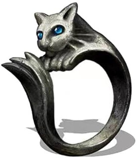 SUJEBRAN Darksoul Cat Ring Verstellbare Ringe Silber Adjustable Ring Schmuck Darksoul Cosplay Accessories Katzen Spielzeug