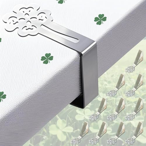 CUNGLIN Tischtuchklammern Edelstahl 10 Stück, Tischdeckenklammer Tischabdeckungsklemmen für Dicke Tische, Gartentisch, Restaurant, Familie Esstisch Draußen Tischdecke Clips Tischtuch Clips
