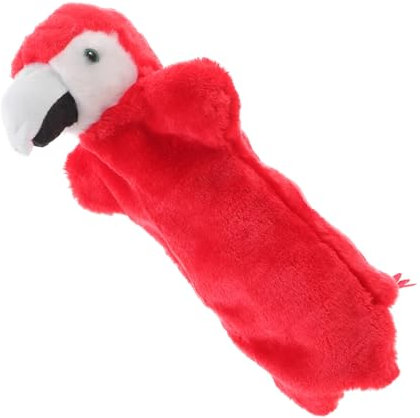 KONTONTY Niedliche Papageien-handpuppe Aus Plüsch Für Jungen Und Mädchen Spielzeug Geschichtenerzählpuppe Weiches Material Roter Papagei 38 cm