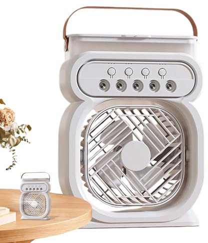 shuhauk Ventilatore nebulizzatore portatile ricaricabile, 3 velocità del, serbatoio 'acqua da 450 ml con luce notturna in 7 colori, per spiaggia, crociera, escursionismo,