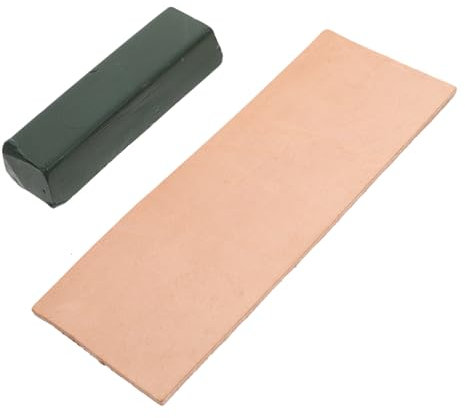 2 Stück Lederabziehriemen Schärfset mit Polierpaste und Holzblock