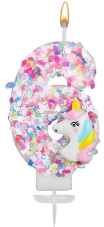 Zahlenkerze Einhorn, Glitzer Pailletten Geburtstagskerzen Zahlen Kuchenaufsatz Einhorn Geburtstagsdekoration für Mädchen Babyparty Themenfeiern (6)