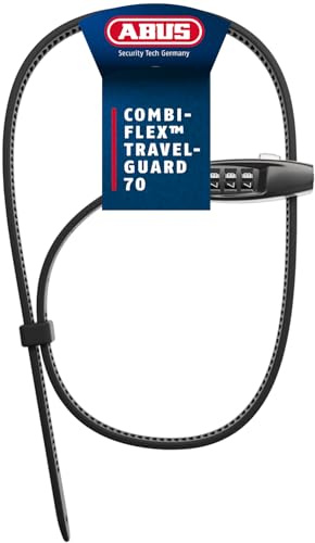ABUS Lucchetto a cavo Combiflex TravelGuard 70, 72 cm, antiruggine | Lucchetto a cavo 72 cm, codice numerico regolabile, nucleo in acciaio extra solido