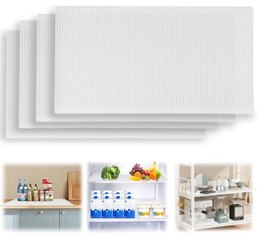 BigKing 4 Stück Kühlschrankmatte aus Silikon, 29,4 × 45,3 cm, rutschfeste Schubladenmatte, BPA-frei, lichtdurchlässig, kann geschnitten werden, zum Schutz von Küchenschränken, Kühlschränken und
