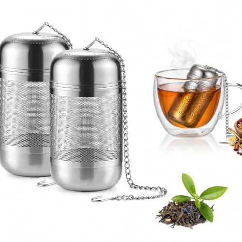 2 Pieces Loose Leaf Tea Infuser, Stainless Steel Tea Strainer Fine Mesh Tea and Herb Ball Strainer, Metal Teapot Leaf Infuser for Teapot, Mugs, Cups