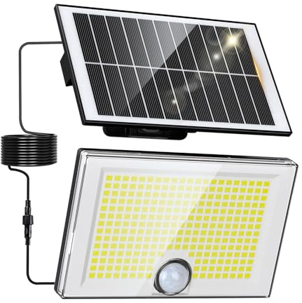 Wudyfei Solar Security Lights Outdoor, 204 LED Solar Wall Lights with Motion Sensor, 3 Modes Bright IP65 Waterproof Pir Flood Light for Garden Yard Shed Garage Door