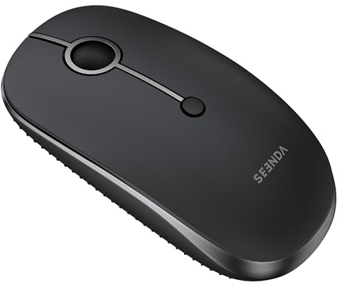 Seenda MOU001 Wireless Bluetooth Mouse, Rechargeable, Black Grey | Multi-Device with Dual Bluetooth+2.4G USB, Silent Clicks, 3-Level DPI, Portable Computer Mouse for Laptop,PC,Mac,iPad,Tablet